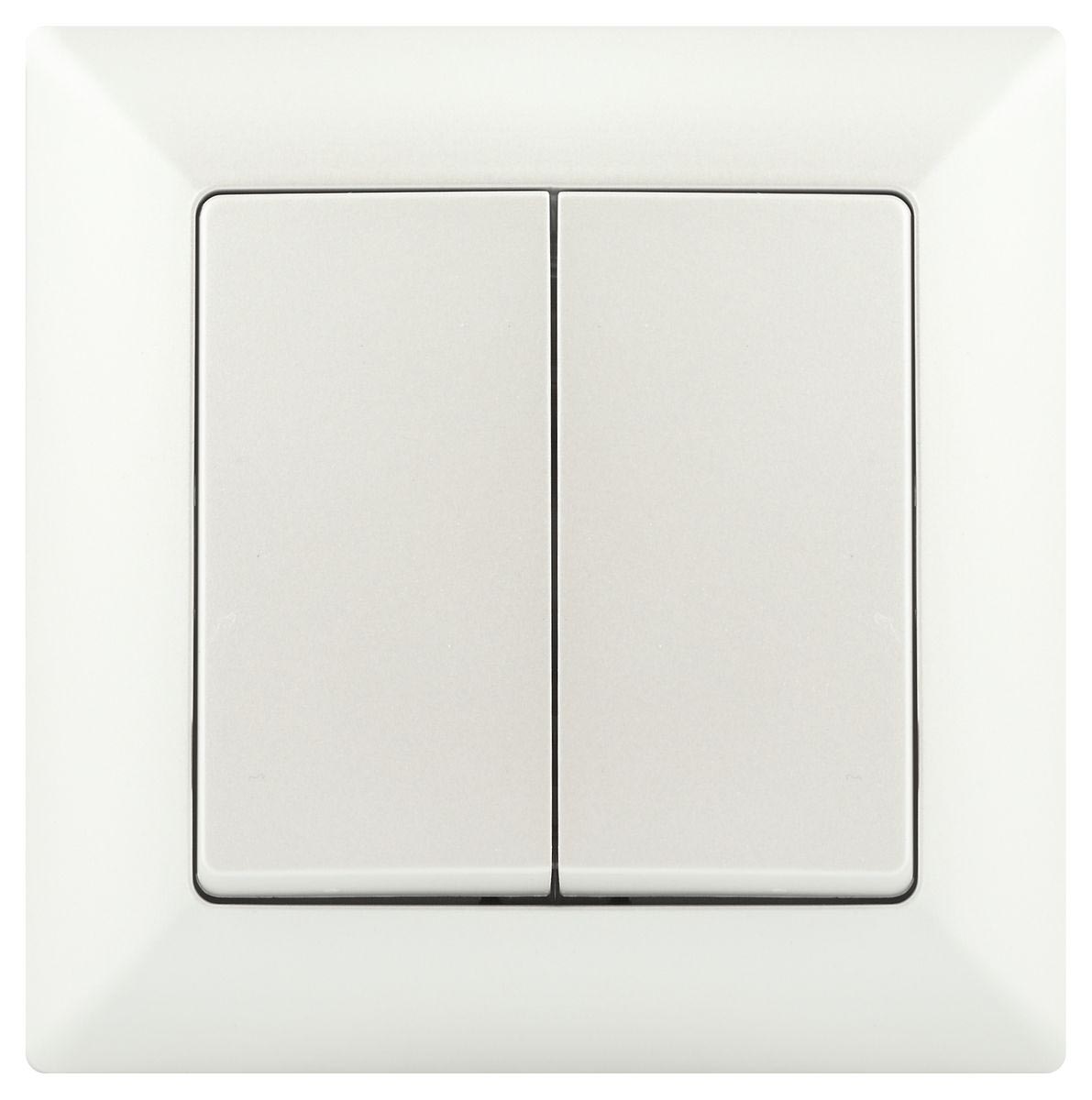 Выключатель двухклавишный ЭРА Intro Solo 10A 250V перламутровый 4-104-06 Б0053590