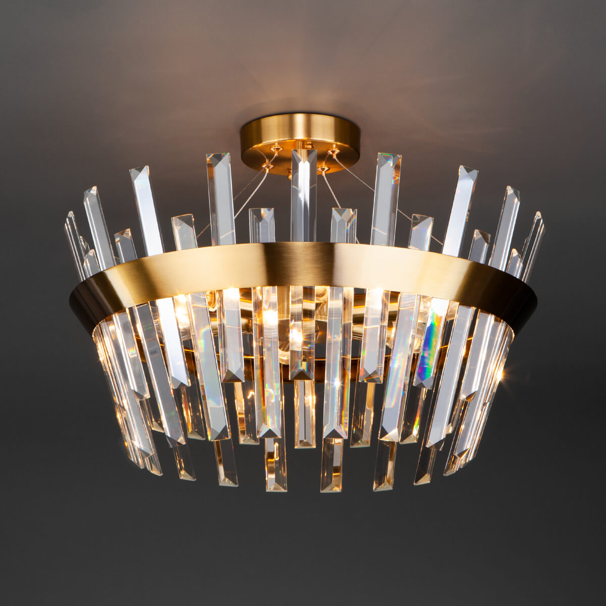 Потолочная люстра Eurosvet Steccato 10111/5 золотая бронза / прозрачный хрусталь Strotskis 1