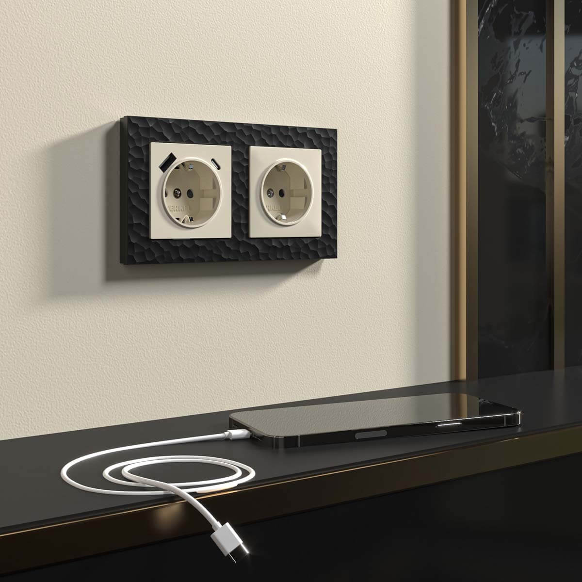 Розетка Werkel с быстрой зарядкой USB Type A+С слоновая кость W1171703 4690389176425 1