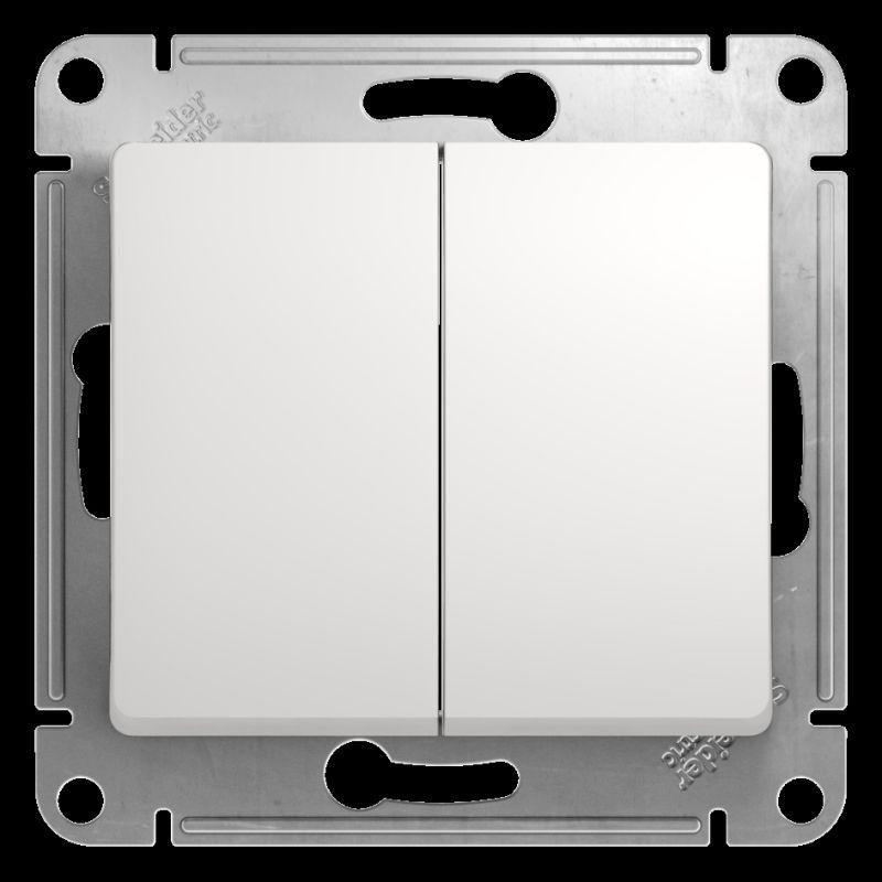 Переключатель двухклавишный проходной Systeme Electric Glossa 10A 250V белый GSL000165