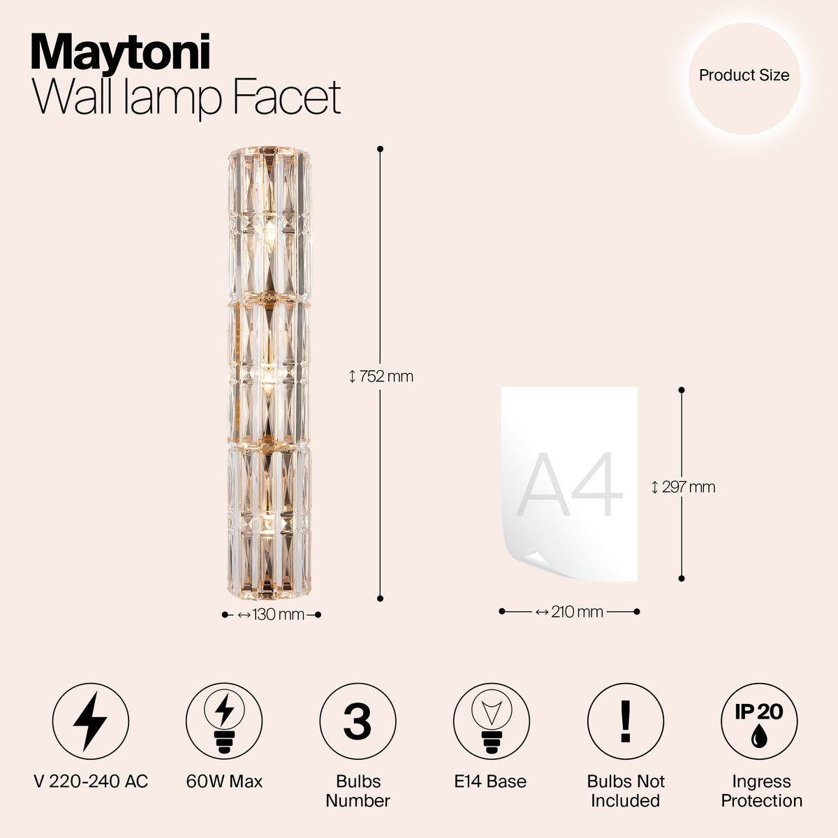 Настенный светильник Maytoni Facet MOD094WL-03G 1