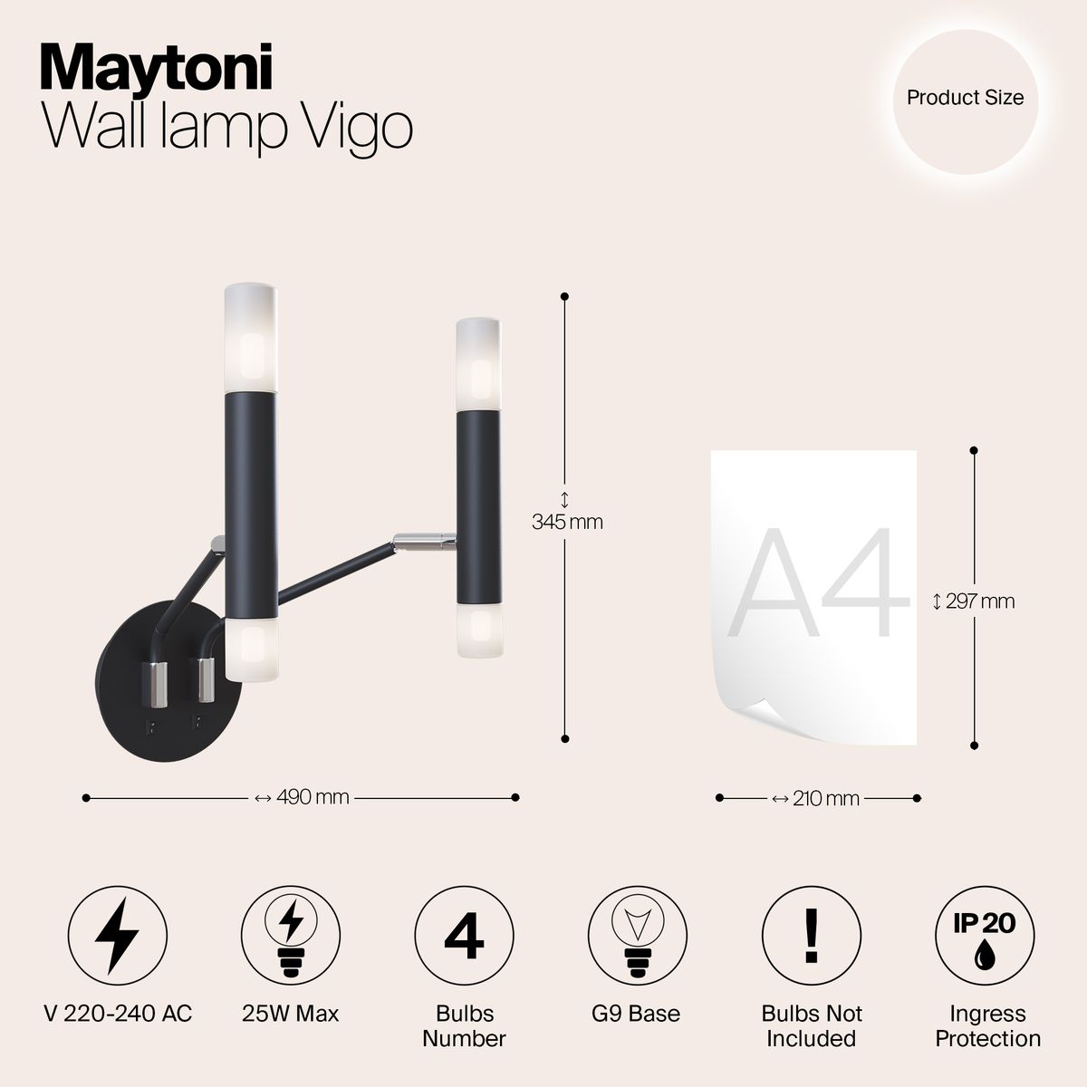Бра Maytoni Vigo MOD620WL-04B 1