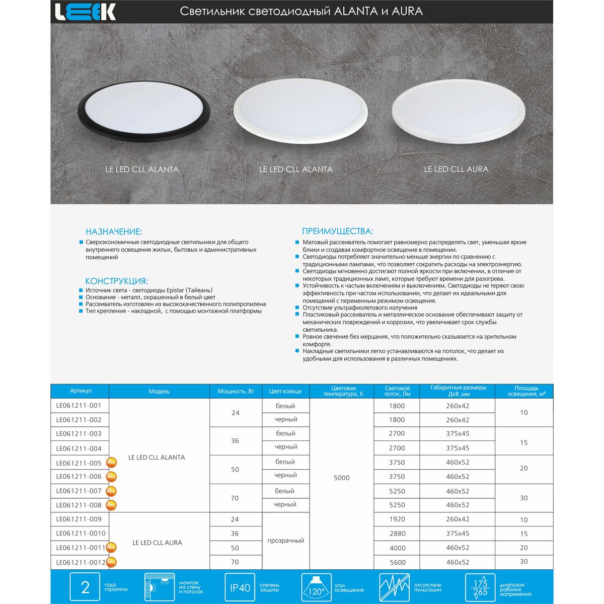 Потолочный светодиодный светильник LEEK LE LED CLL Aura LE061211-0011 1