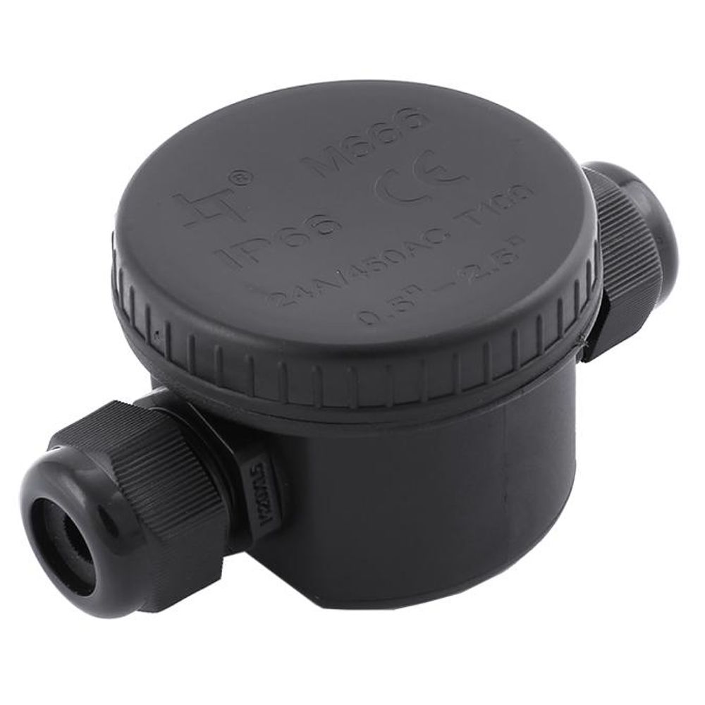 LD544 Коробка распределит. водонепрониц круглая 2 вых. с 3-конт.коннектором, 450V,106х64х46 1