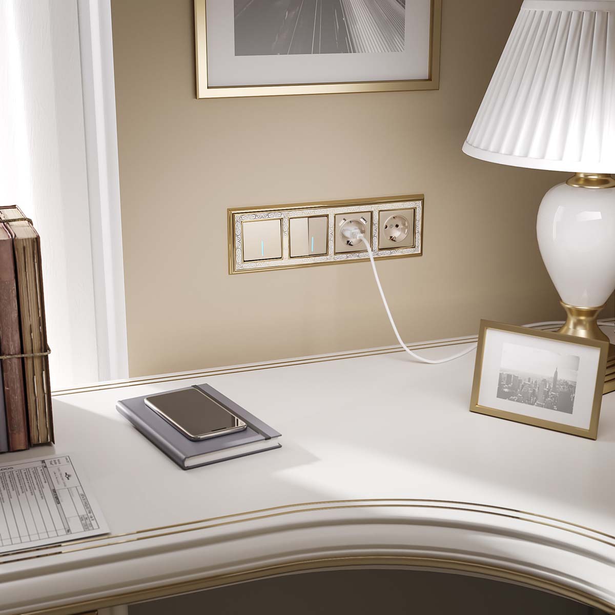 Выключатель двухклавишный Werkel шампань W1122111 4690389157165 2