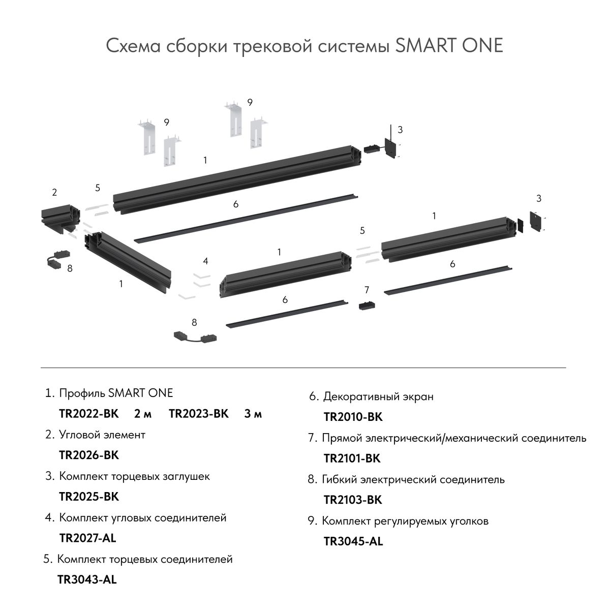 Прямой соединитель для шинопровода Denkirs Smart Base TR2101-BK 2