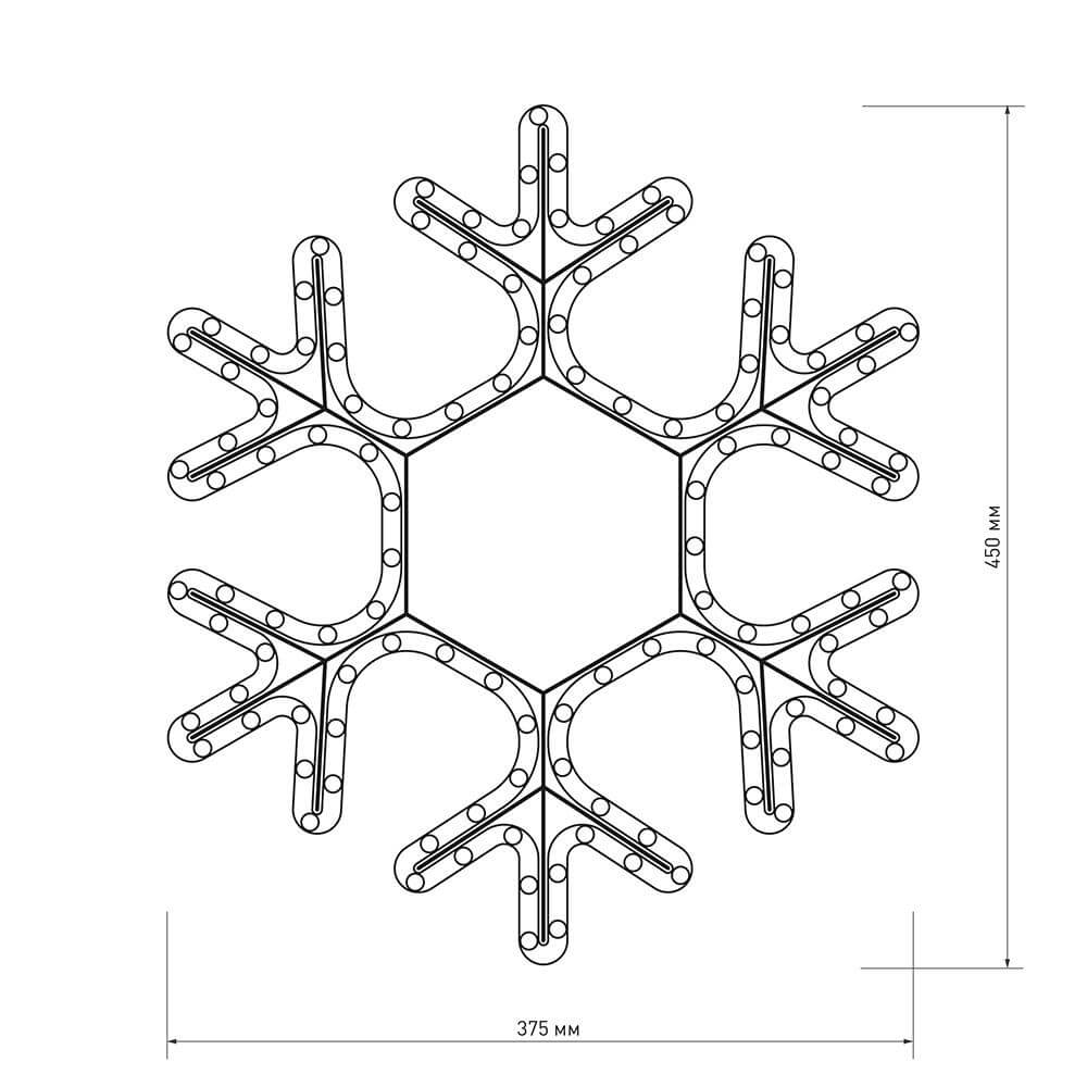 Светодиодная фигура Ardecoled Снежинка ARD-Snowflake-M7-450X375-126Led Warm 025315 2