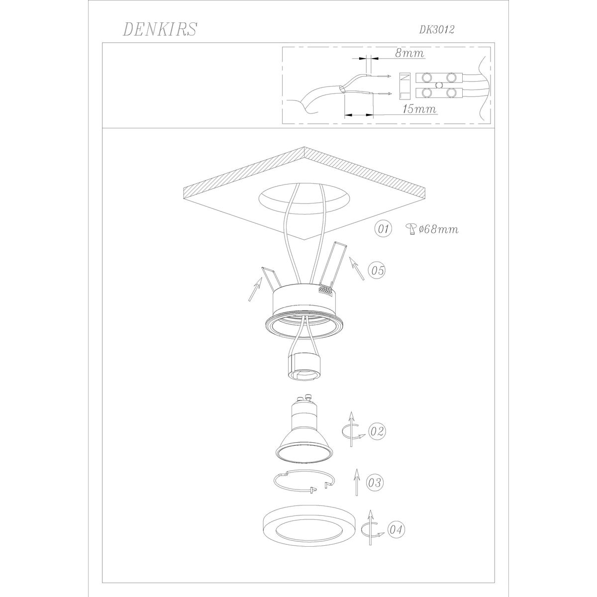 Встраиваемый светильник Denkirs Enkel DK3012-BK 1