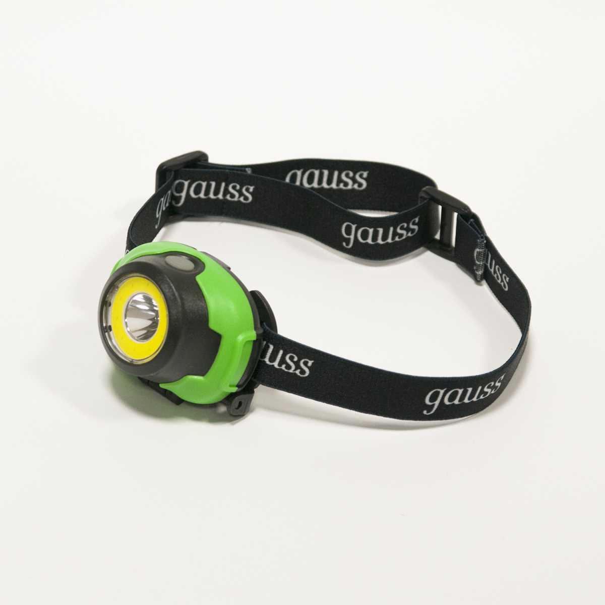 Налобный светодиодный фонарь Gauss от батареек 65х54 180 лм GF303 3