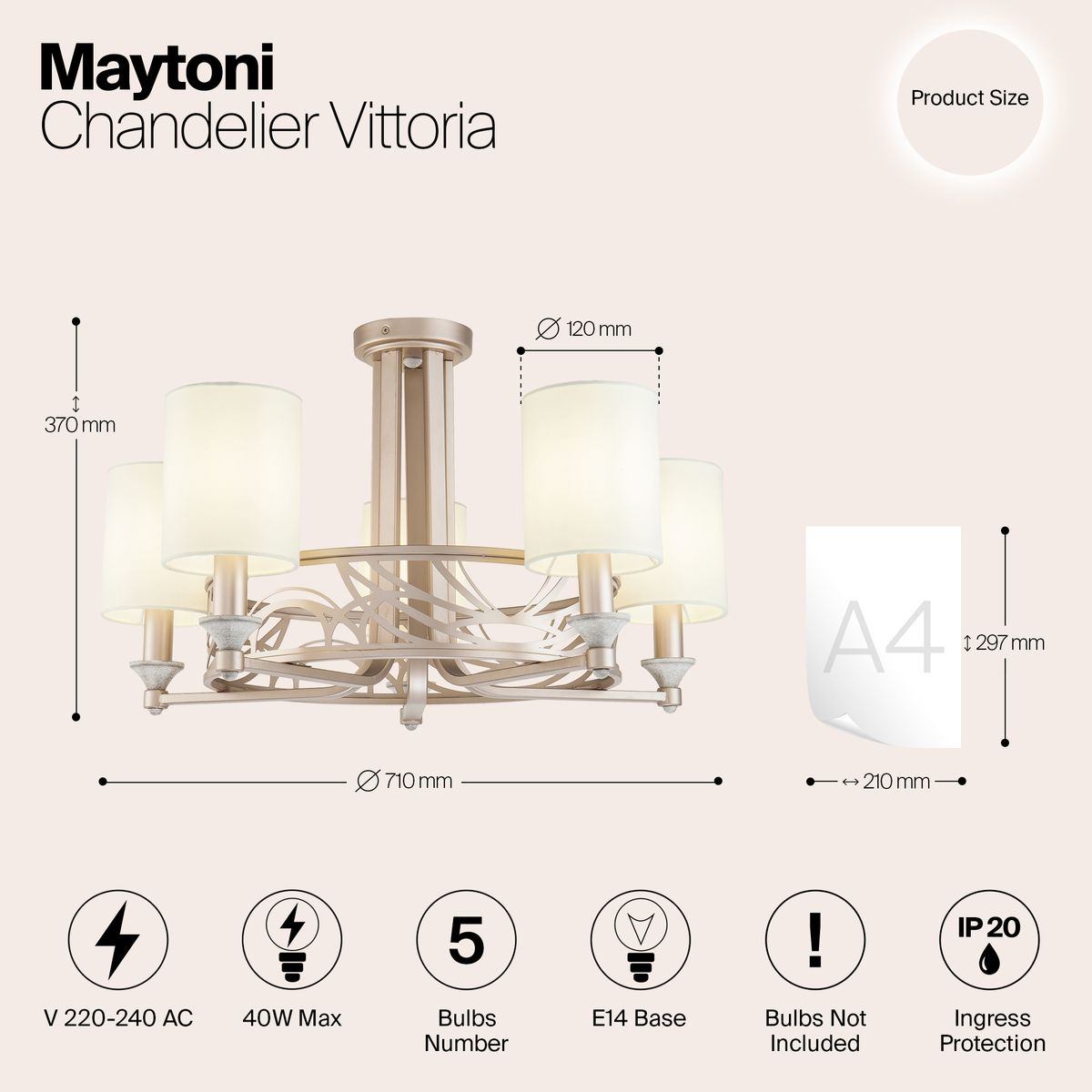 Потолочная люстра Maytoni Vittoria H004CL-05BG 1