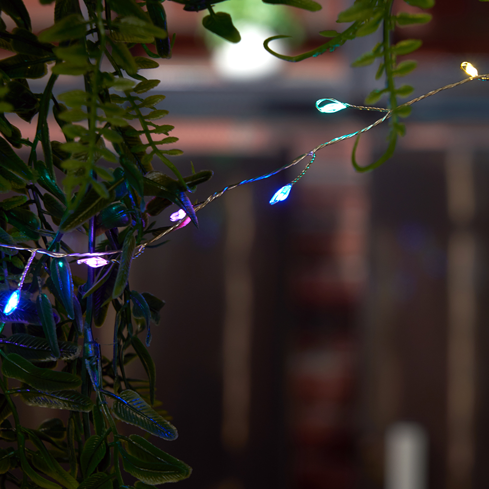 Светодиодная гирлянда Кластер (на проволоке) Feron CL584 линейная 12м  мультиколор, c питанием от сети 230V, прозрачный шнур 51449 1