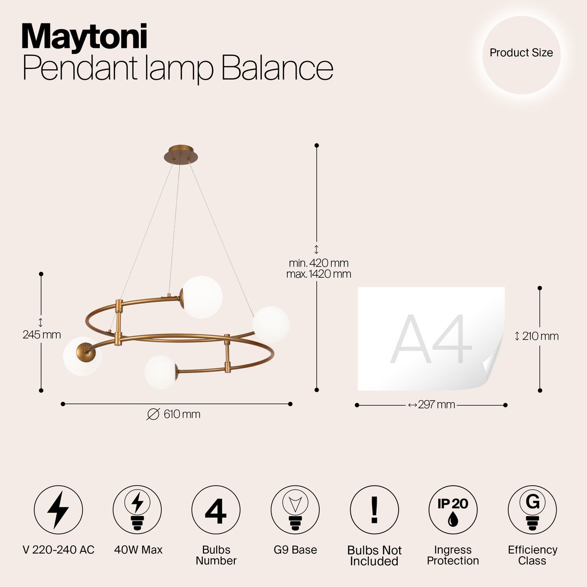 Подвесная люстра Maytoni Balance MOD317PL-04G 1