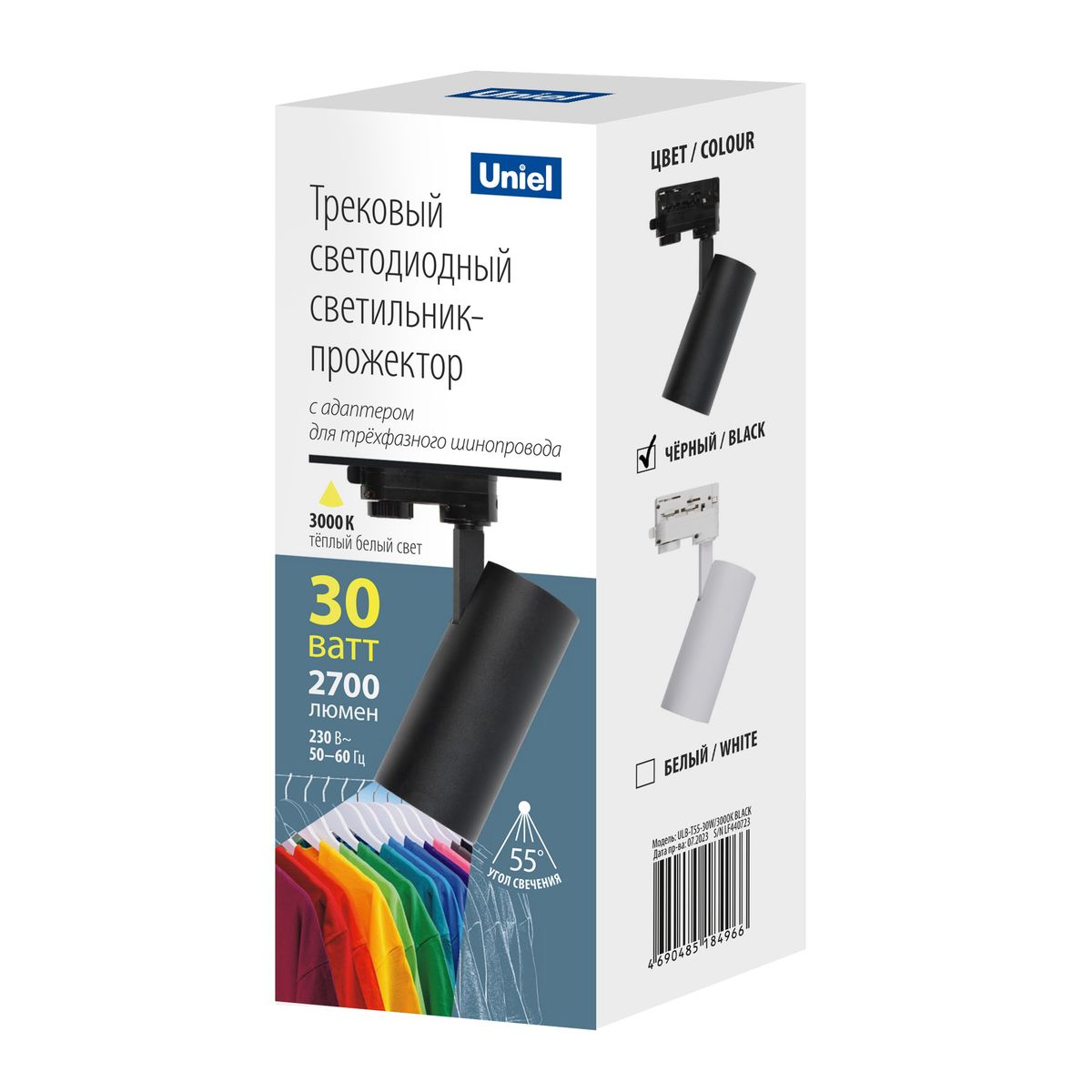 Трековый светодиодный светильник Uniel ULB-T55-30W/3000K Black UL-00011208 1