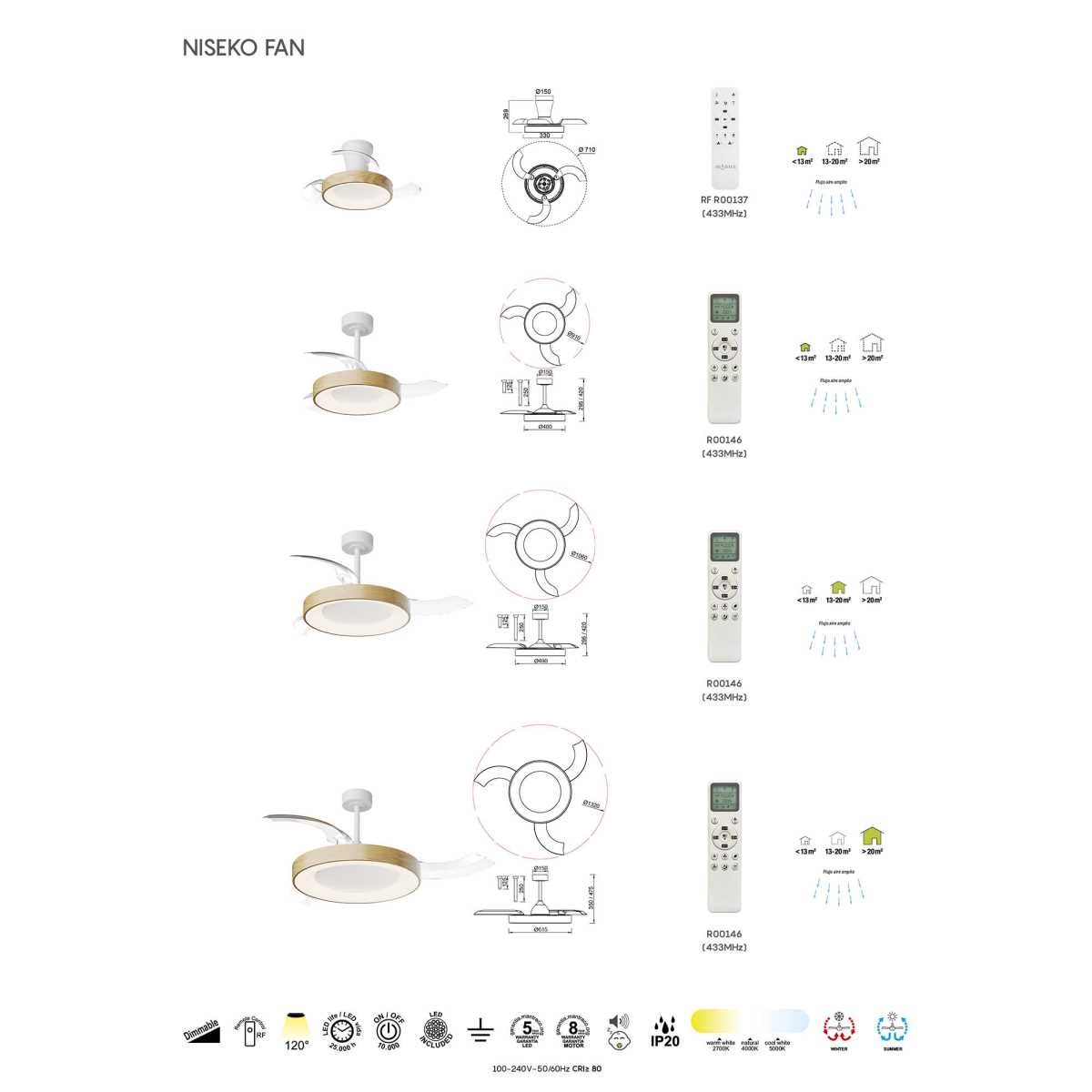 Люстра-вентилятор Mantra NISEKO FAN S 9013 5