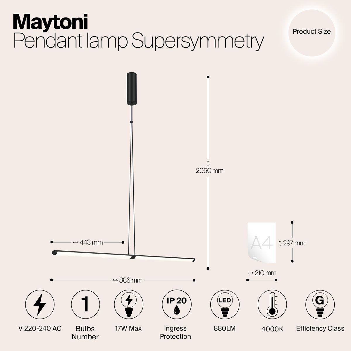 Подвесной светодиодный светильник Maytoni Supersymmetry P096PL-L11BK 1