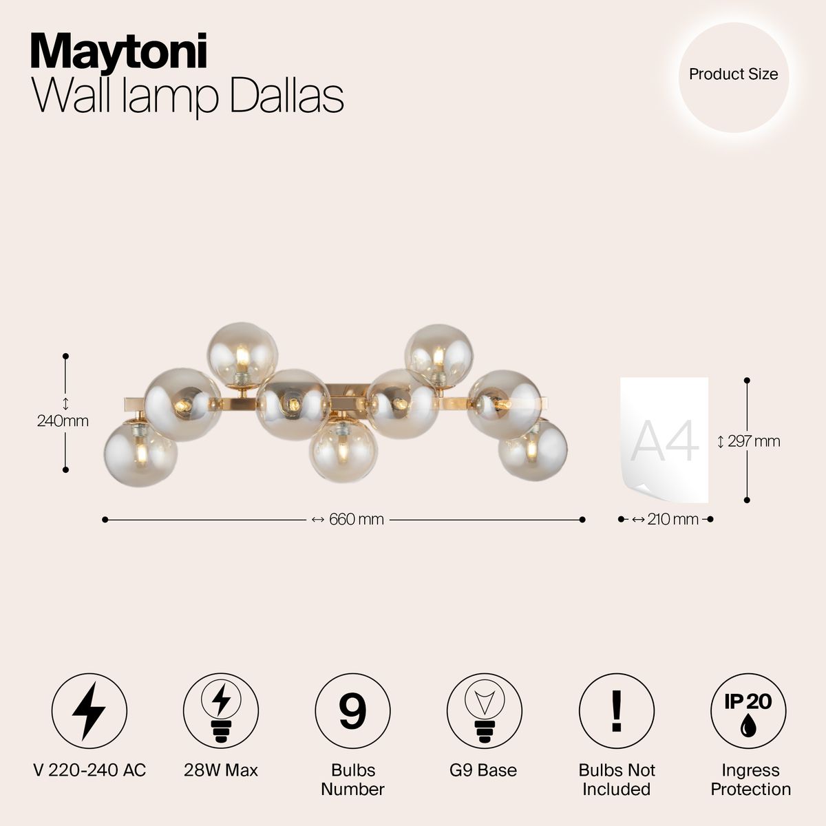Бра Maytoni Dallas MOD547WL-09G 1