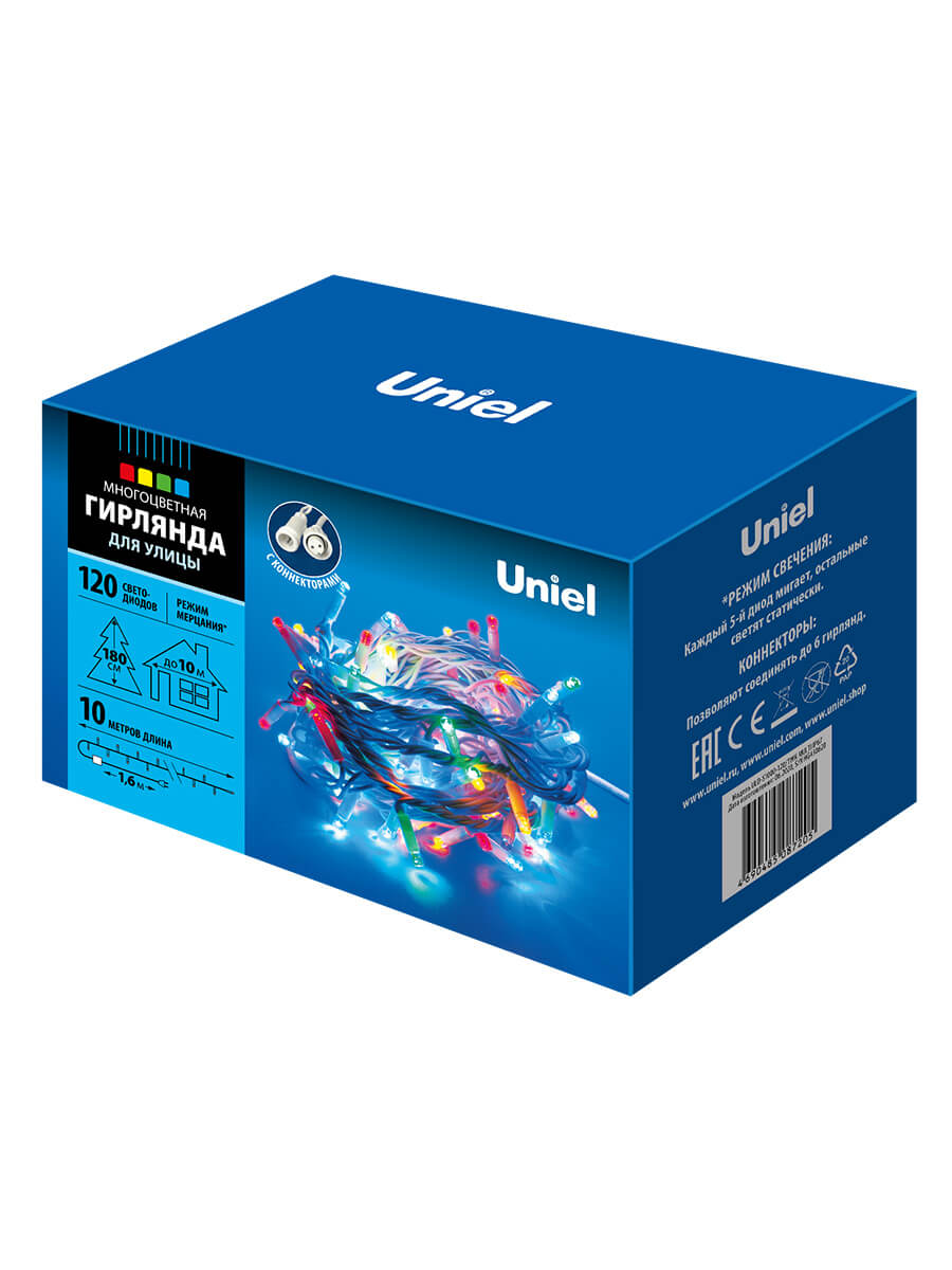 Светодиодная гирлянда Uniel 220V разноцветная с мерцанием ULD-S1000-120/TWK MULTI IP67 UL-00001353 3
