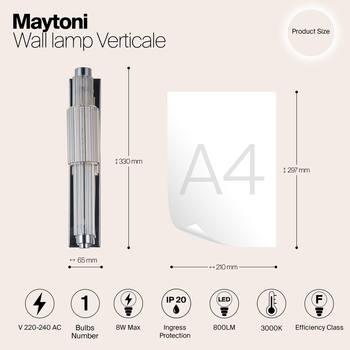 Настенный светильник Maytoni Verticale MOD308WL-L9CG3K 1
