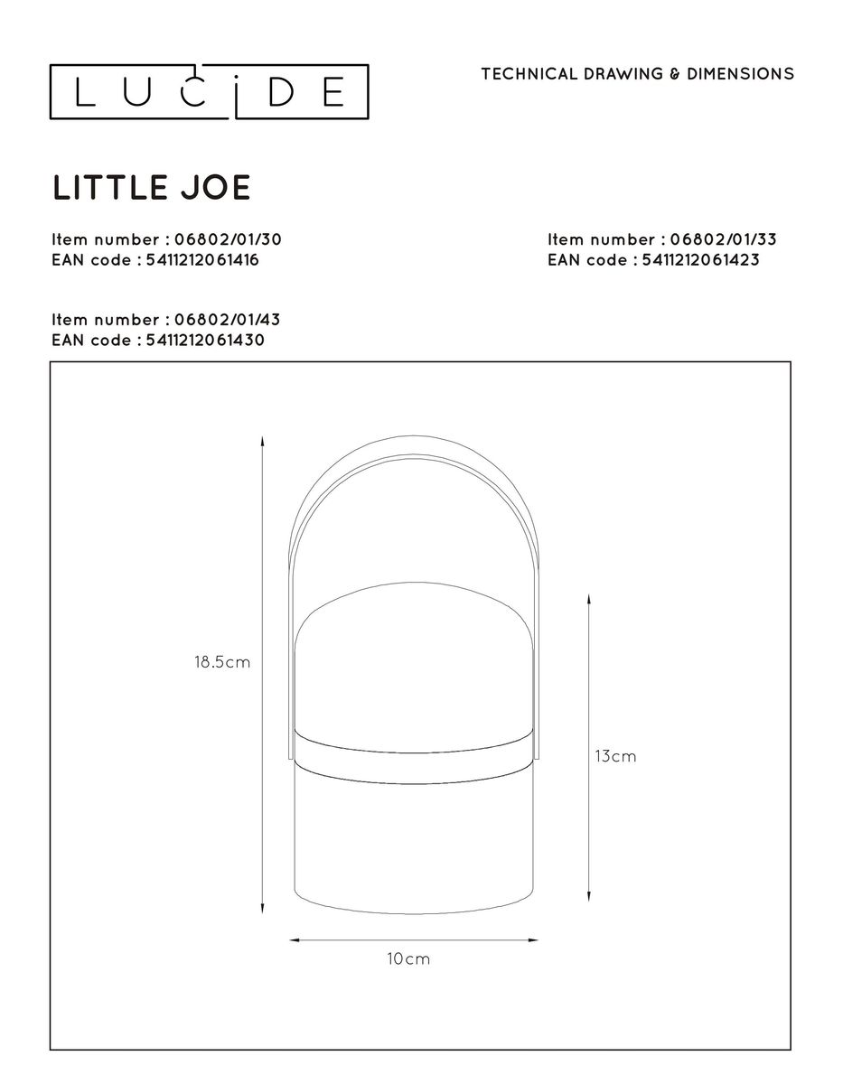 Уличный светодиодный светильник Lucide Little Joe 06802/01/33 1