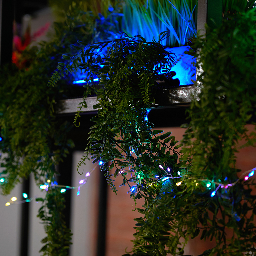 Светодиодная гирлянда Кластер (на проволоке) Feron CL584 линейная 12м  мультиколор, c питанием от сети 230V, прозрачный шнур 51449 2