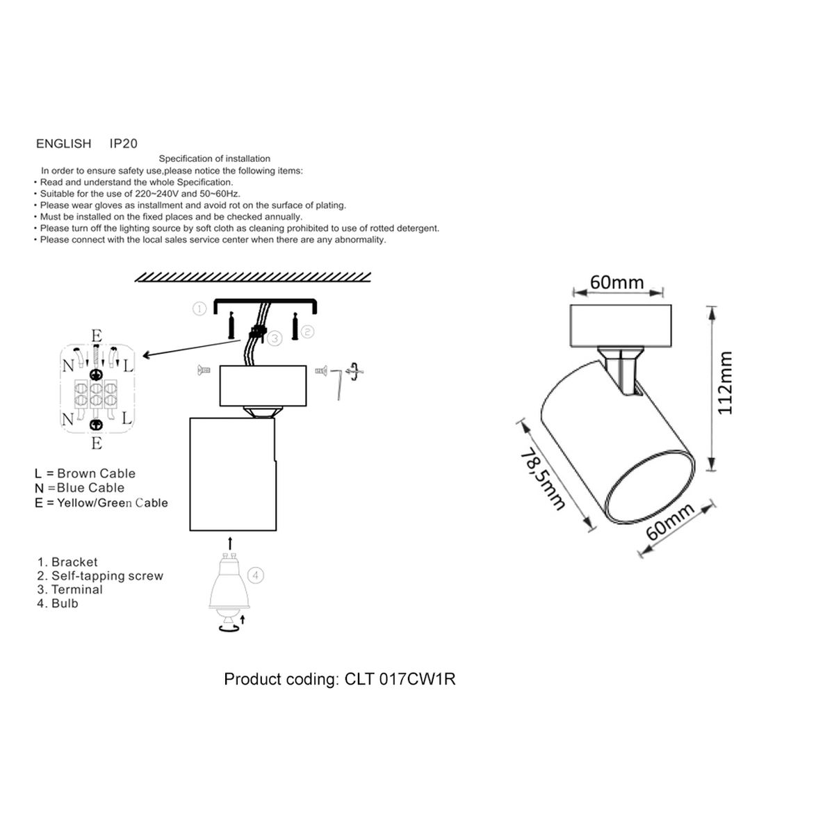 Спот Crystal Lux CLT 017CW1R BL 1