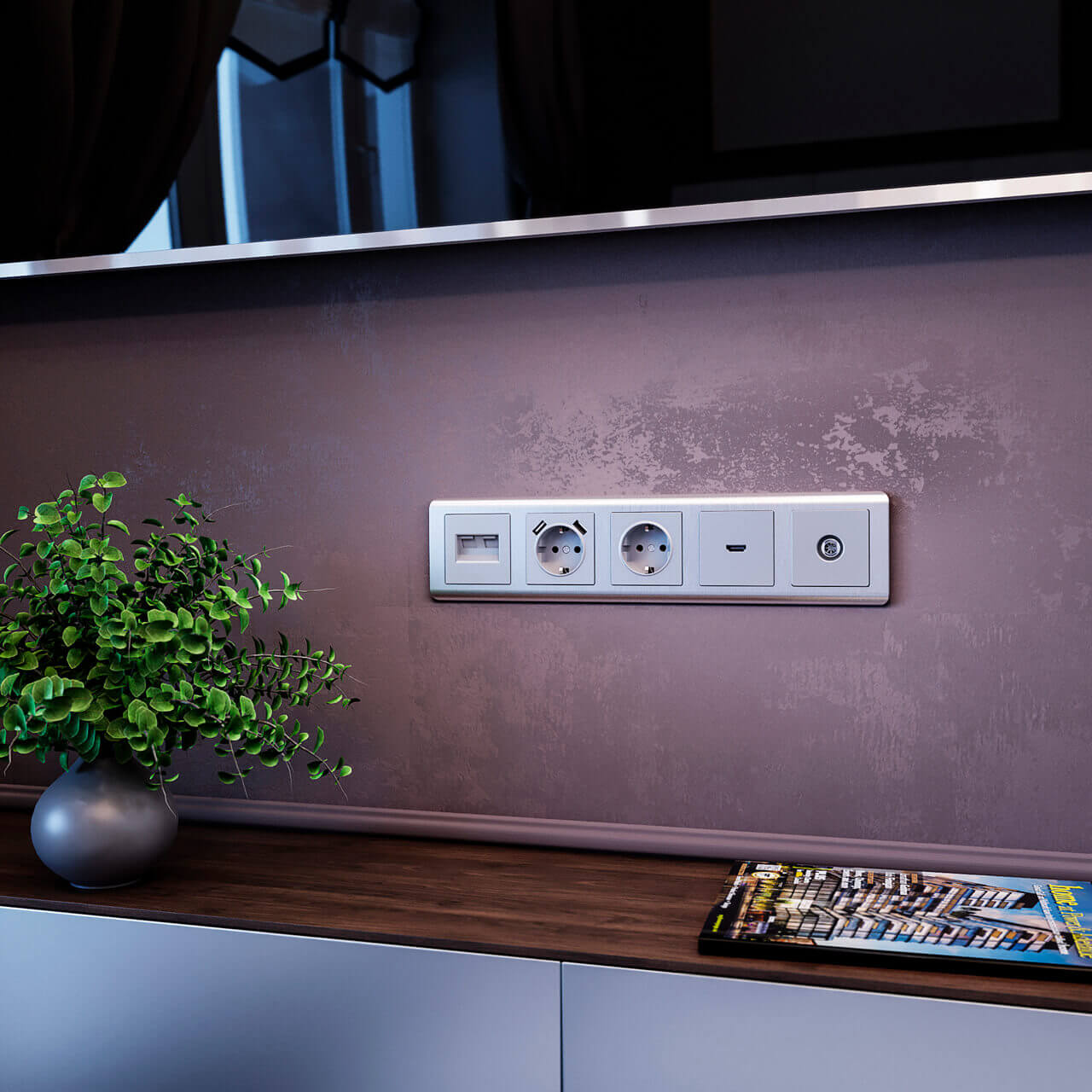 Розетка с заземлением Werkel серебряный W1171006 4690389157707 5