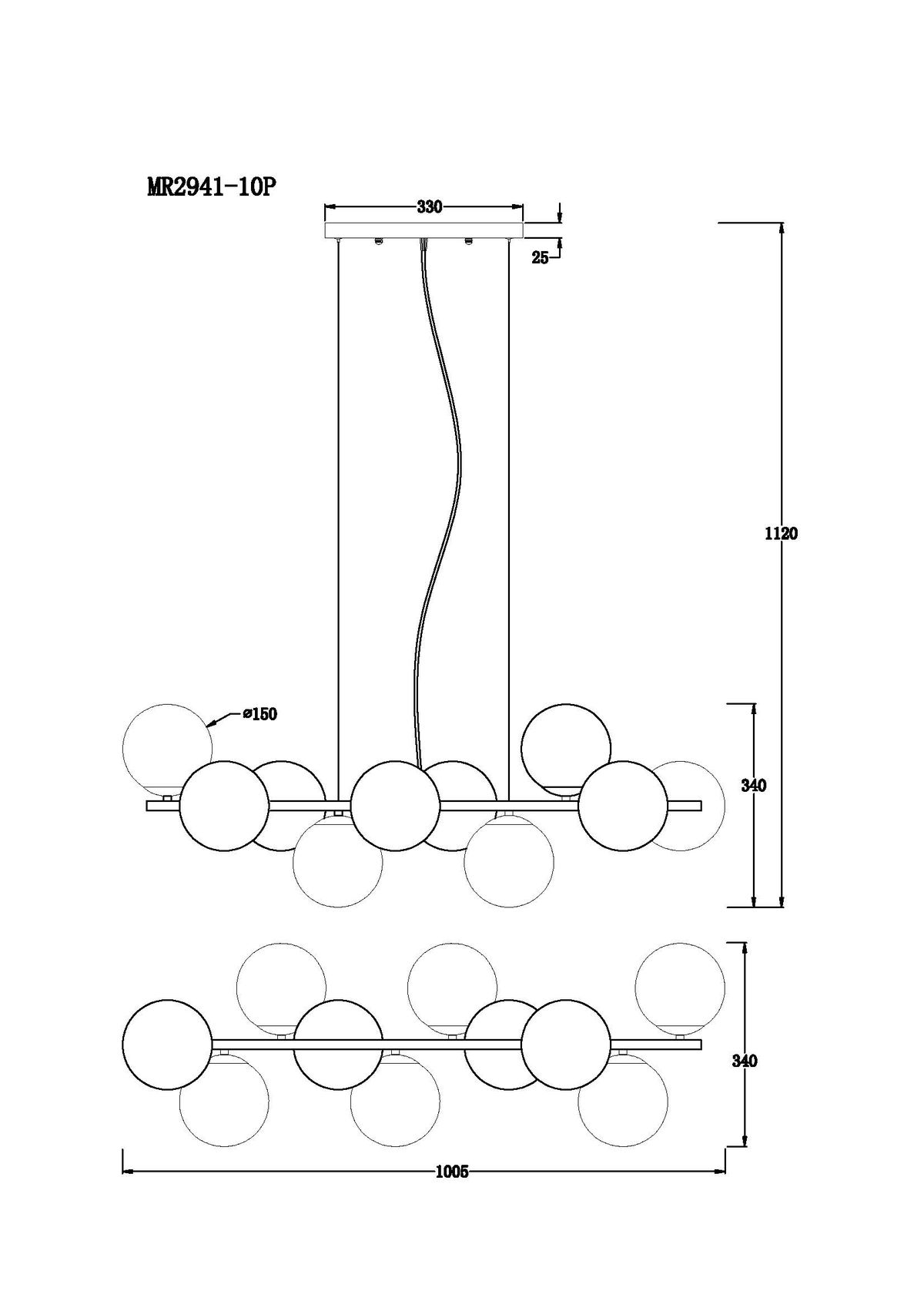 Подвесная люстра MyFar Aerton MR2941-10P 1