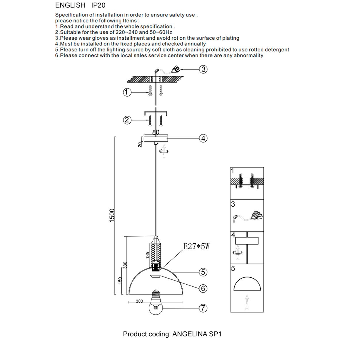 Подвесной светильник Crystal Lux ANGELINA SP1 BRASS 1