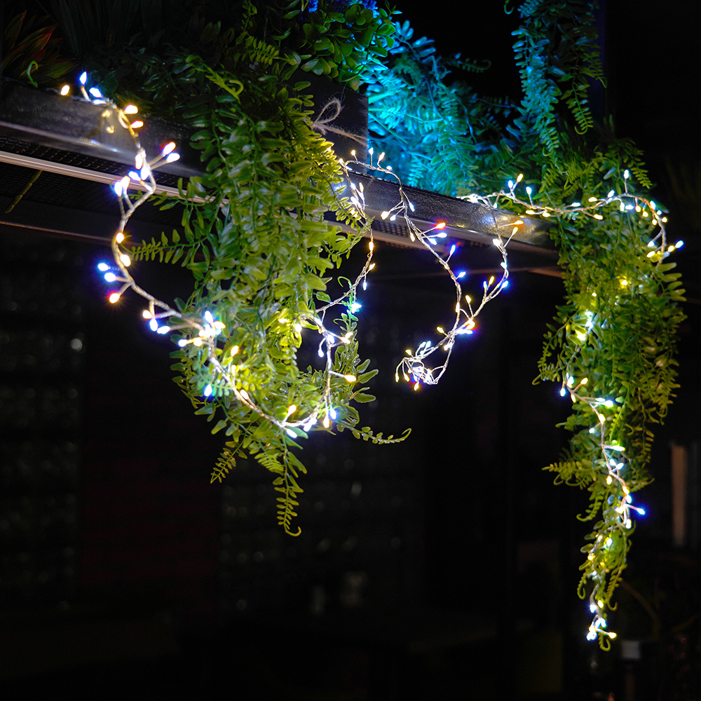 Светодиодная гирлянда Кластер (на проволоке) Feron CL584 линейная 12м  мультиколор, c питанием от сети 230V, прозрачный шнур 51449 3