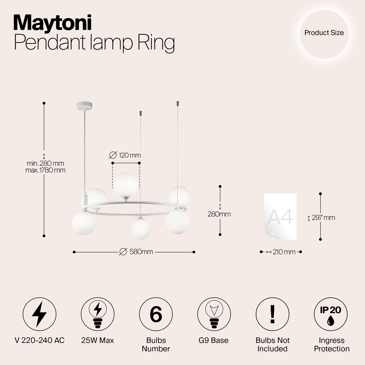 Подвесная люстра Maytoni Ring MOD013PL-06W 1