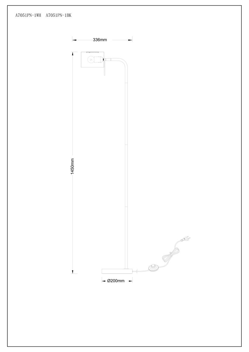 Торшер Arte Lamp SebastianA7051PN-1WH 1