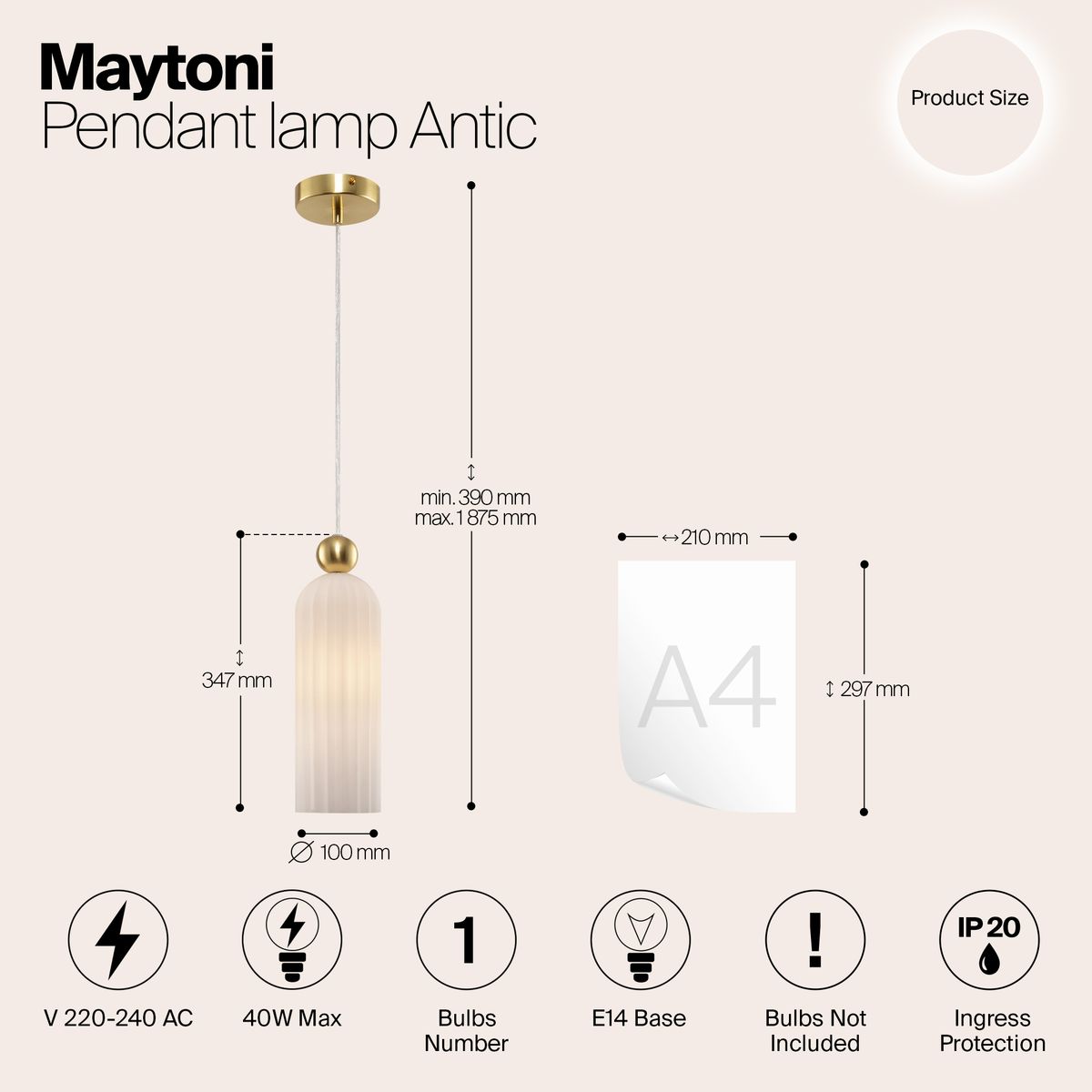 Подвесной светильник Maytoni Antic MOD302PL-01W 1