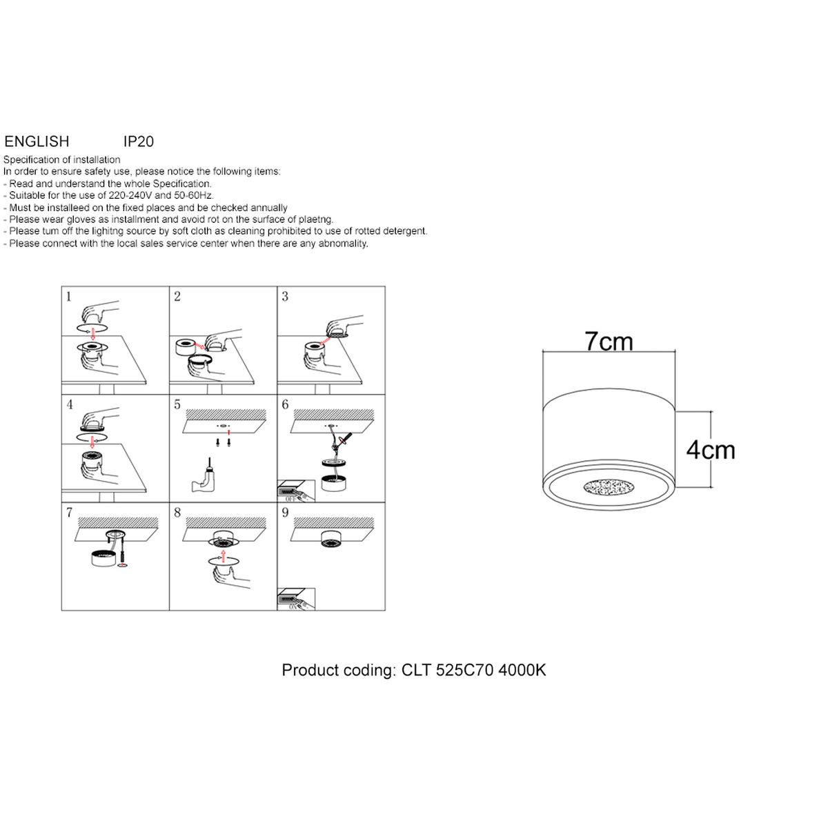 Потолочный светодиодный светильник Crystal Lux CLT 525C70 WH 4000K 1