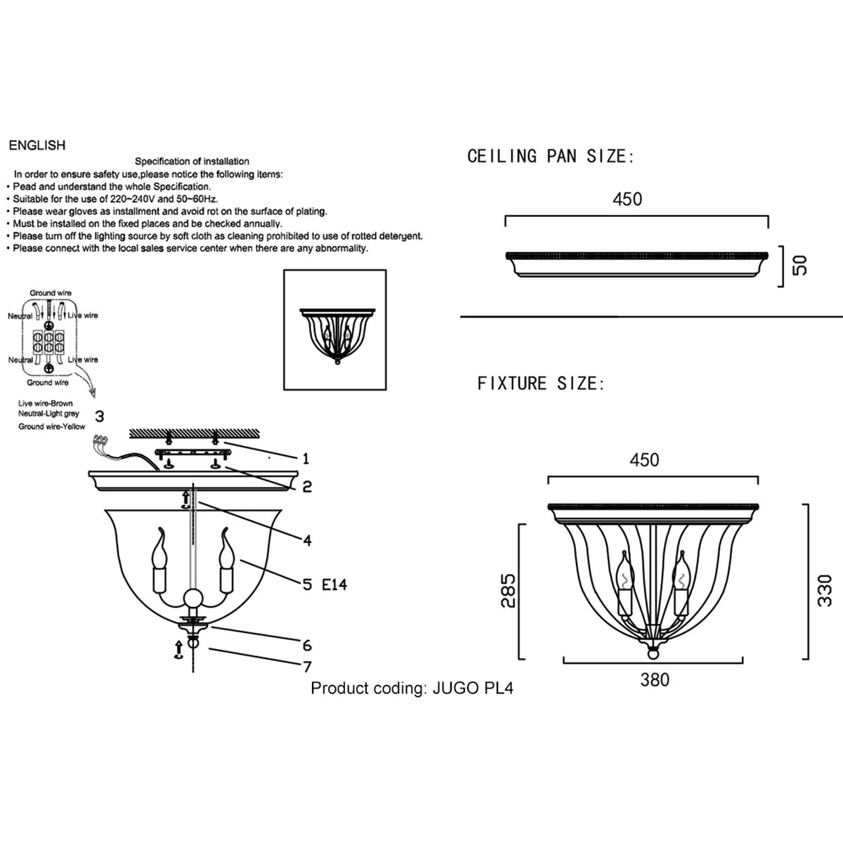 Потолочный светильник Crystal Lux Jugo PL4 Bronze/Transparente 1