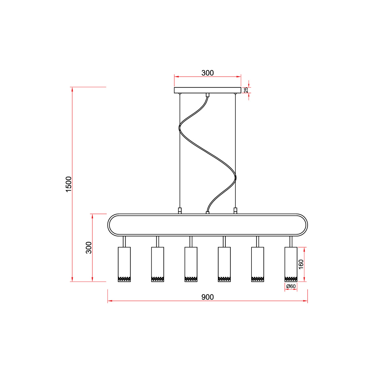 Подвесной светильник Vele Luce Brio VL5794P06 4