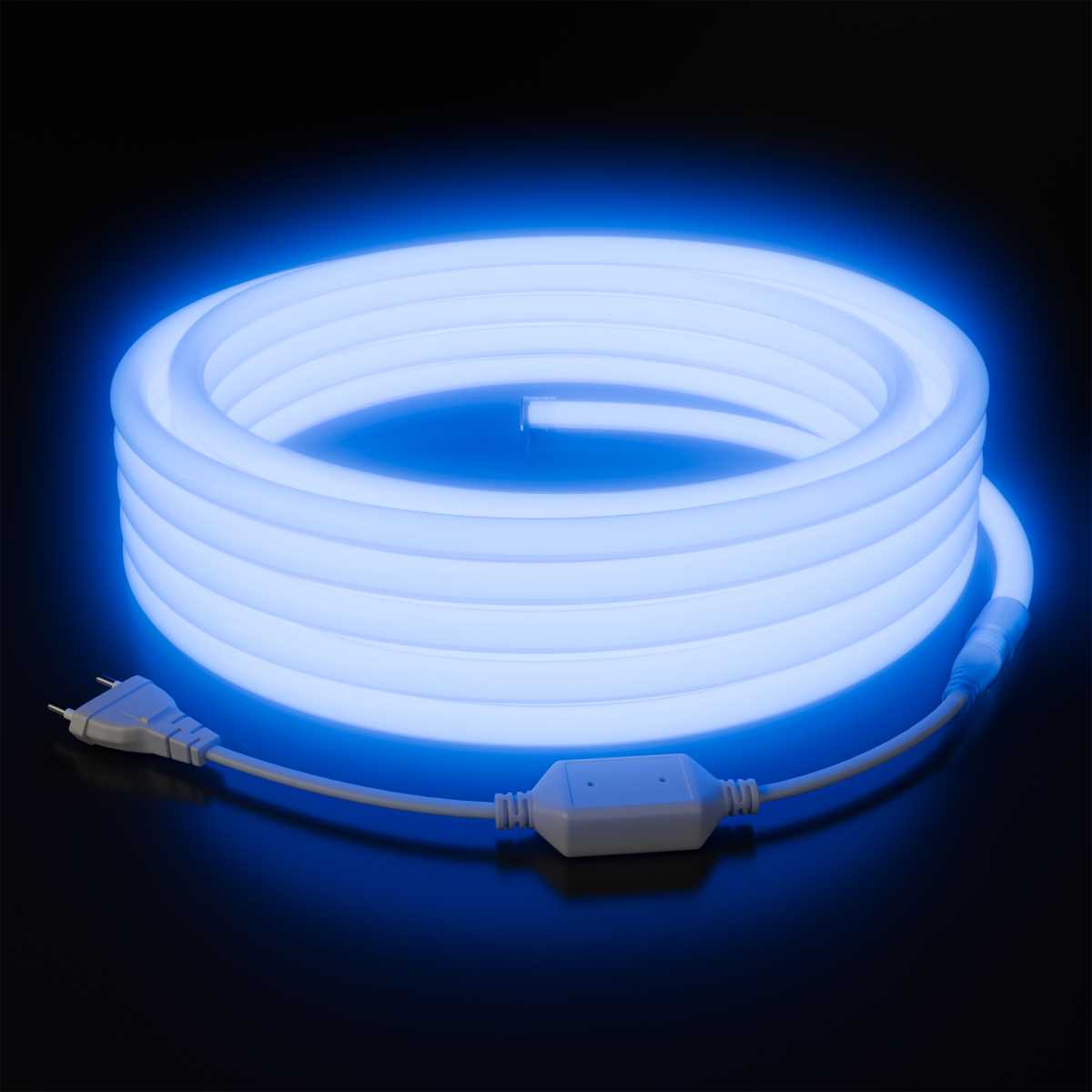 Комплект светодиодного НЕОНа Apeyron 220В, 6Вт/м, синий, smd 2835, 144д/м, круглый, d=14мм, 10м, IP65 (сетевой шнур, заглушка, крепеж - 10шт) 10-117