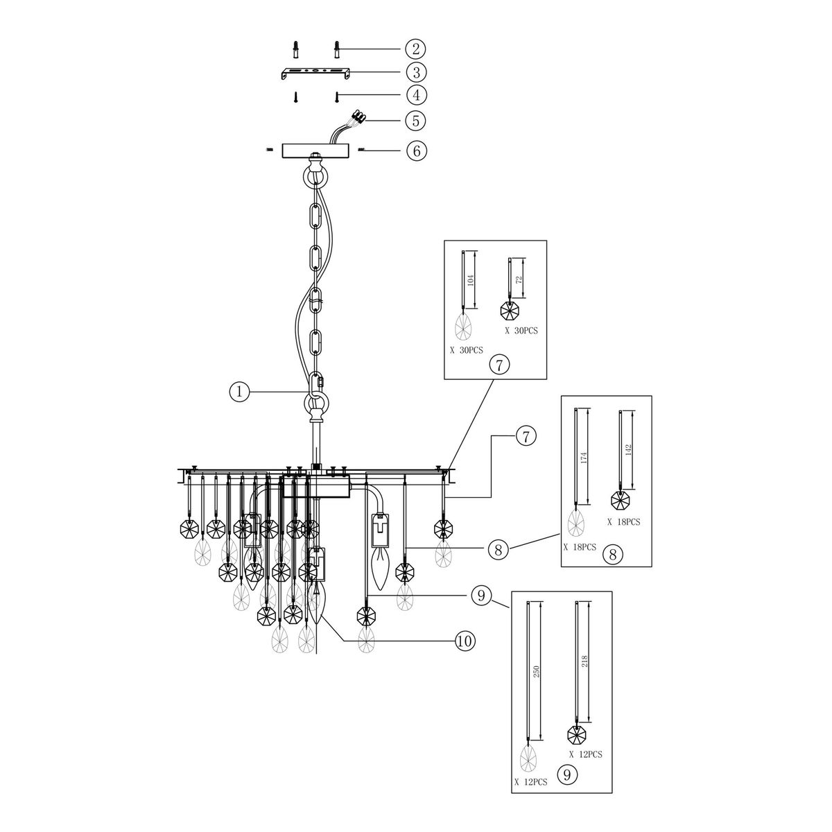 Подвесная люстра Maytoni Linn MOD091PL-05G 1