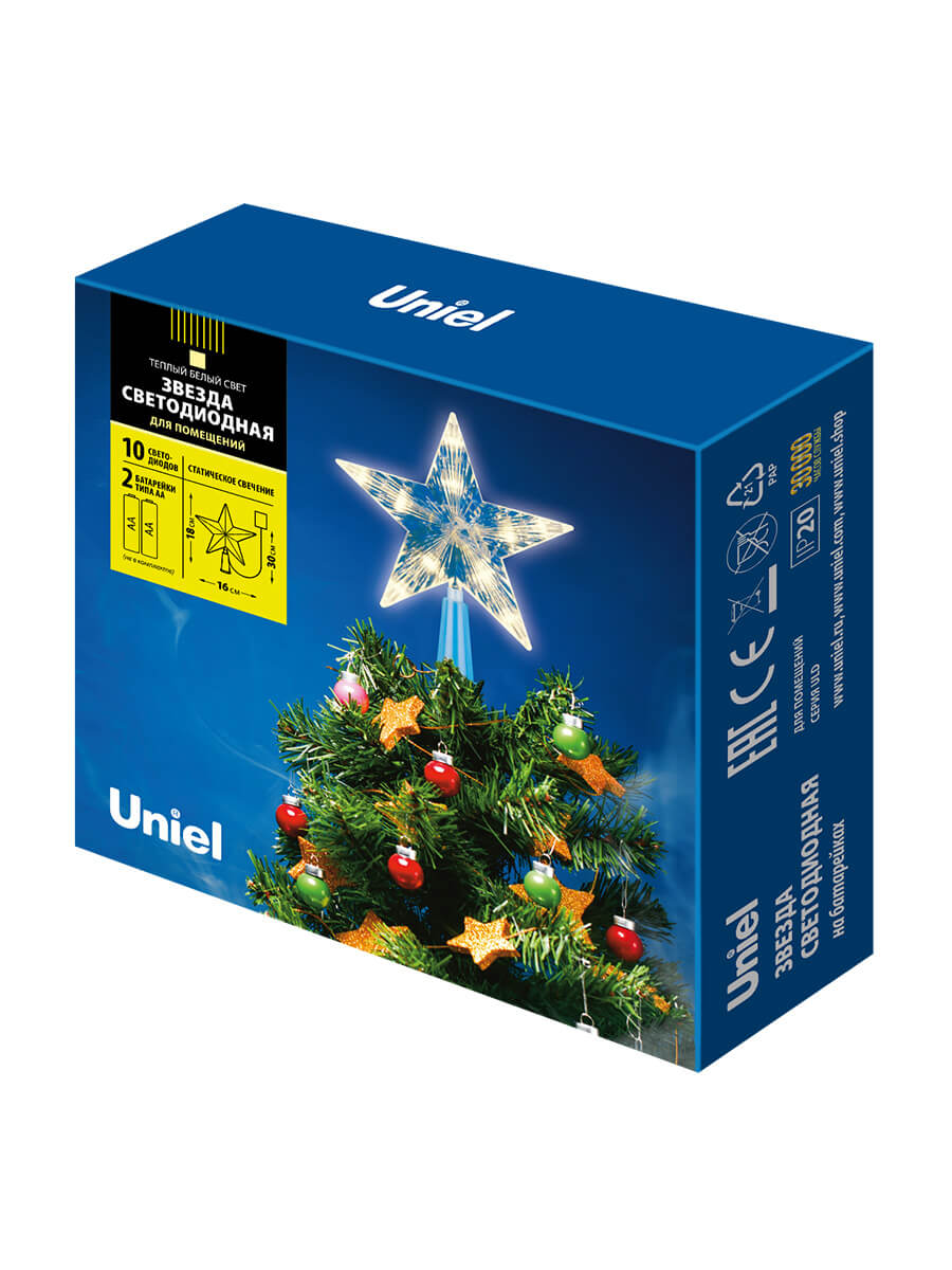Украшение светодиодное Uniel Звезда-2 теплый белый ULD-H1515-010/STB/2AA Warm White Star-2 UL-00005761 3