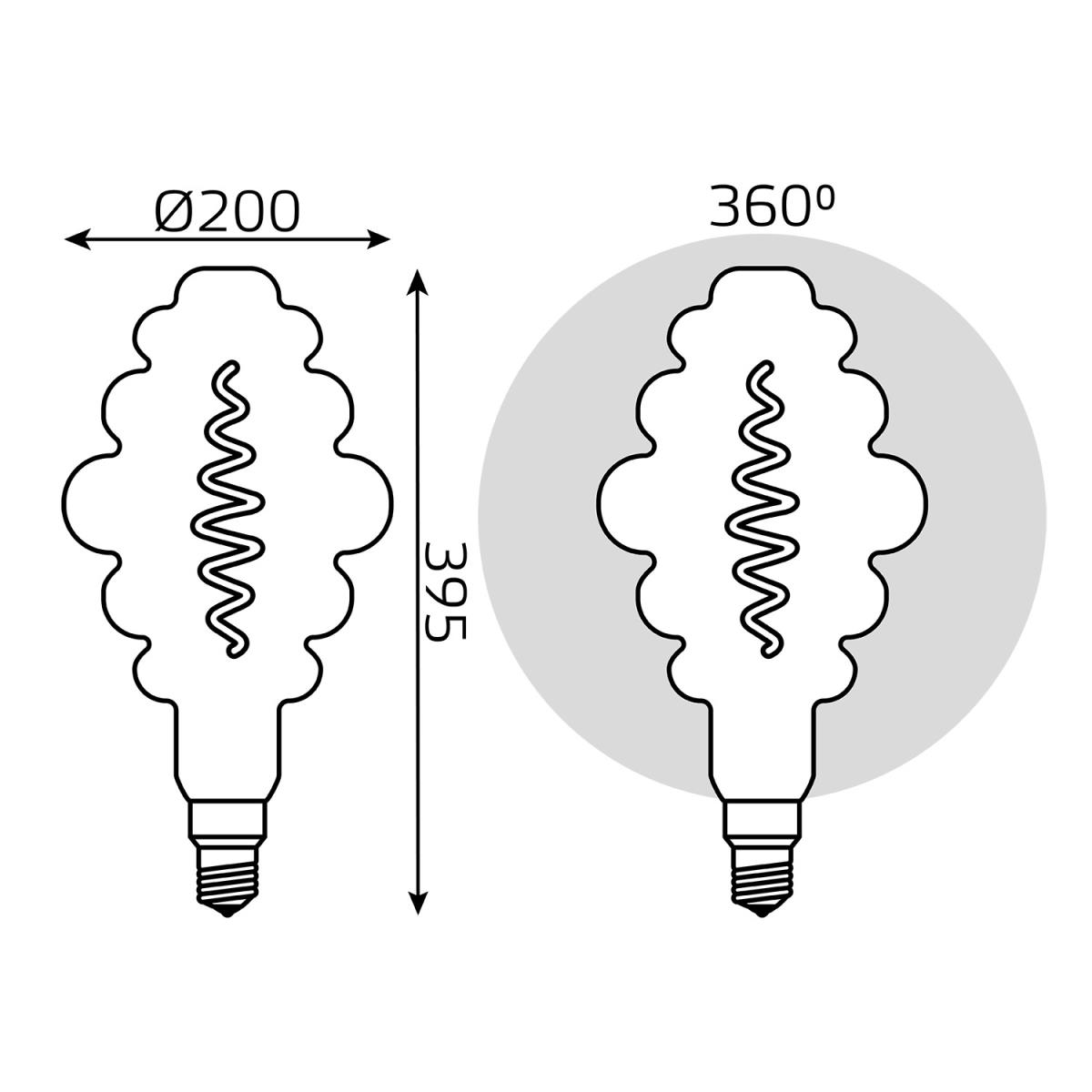 Лампа светодиодная филаментная Gauss E27 8,5W 1800K серая 161802005 2
