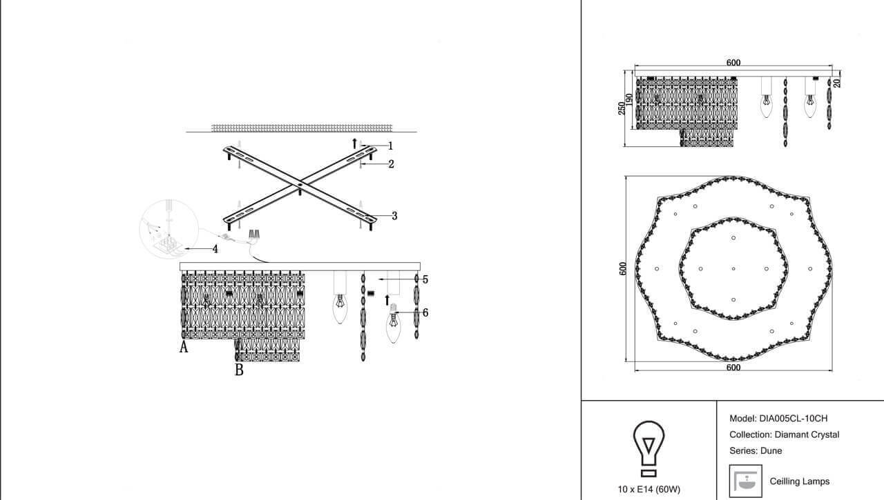 Потолочная люстра Maytoni Dune DIA005CL-10CH 5