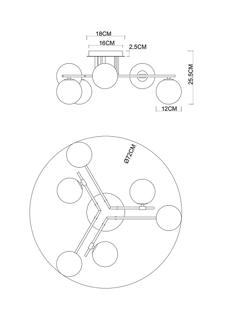 Потолочная люстра Arte Lamp Gemini A2243PL-6BK Фото № 2