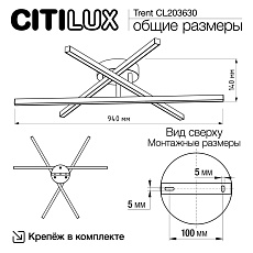 Люстра потолочная Citilux Trent CL203630 1