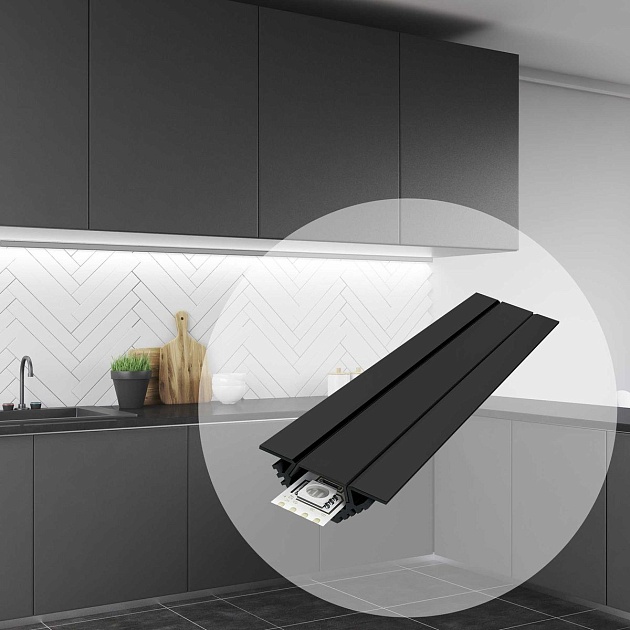 Профиль накладной с рассеивателем черный 1м. Apeyron 08-07-Ч Фото № 7