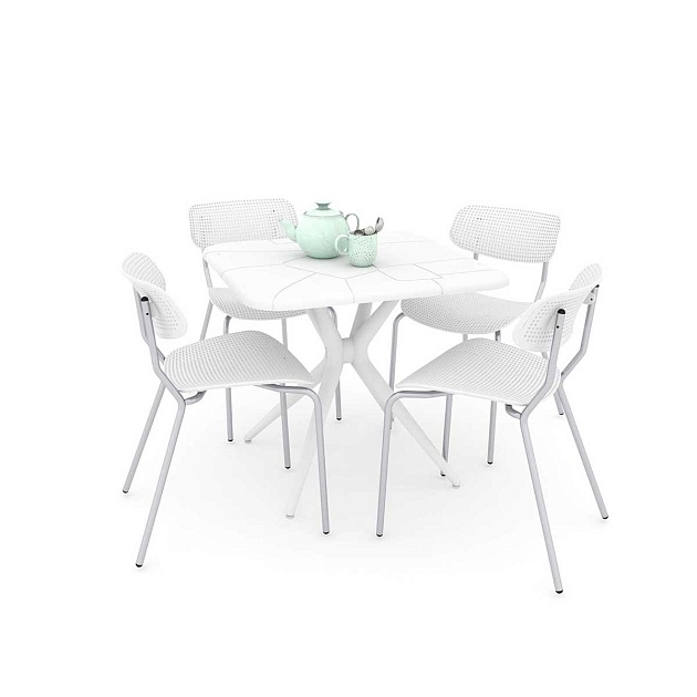 Обеденная группа Sheffilton SHT-DS129 белый/хром лак 3684311501 Фото № 1