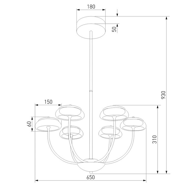 Подвесная светодиодная люстра Eurosvet Fungo 50388 LED черный Фото № 2