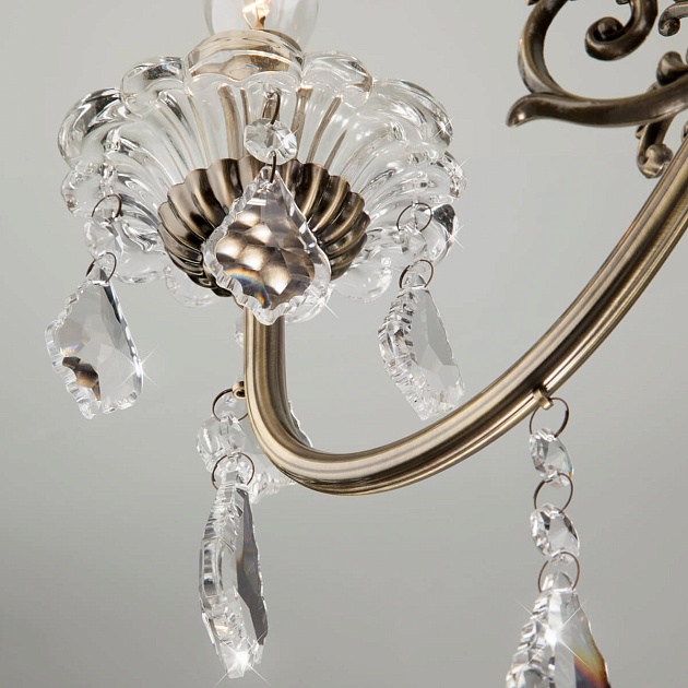 Подвесная люстра Eurosvet 3281/8 античная бронза/прозрачный хрусталь Strotskis Фото № 3