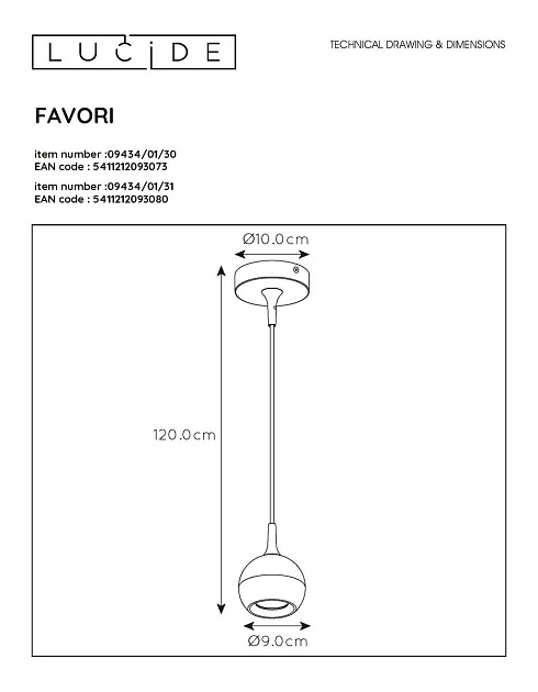 Подвесной светильник Lucide Favori 09434/01/31 Фото № 2