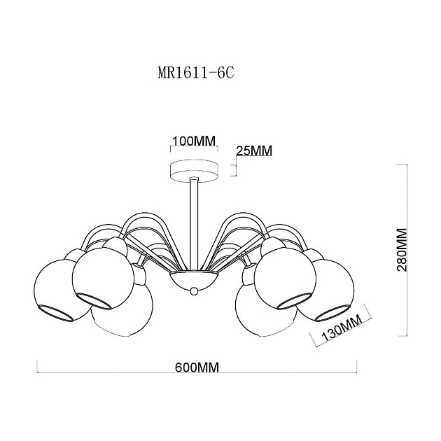 Потолочная люстра MyFar Marsel MR1611-6C изображение 2 Потолочная люстра MyFar Marsel MR1611-6C Фото № 2