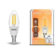 Лампа светодиодная диммируемая филаментная Gauss Smart Home Filament E14 4,5W 2700K прозрачная 1230112 5