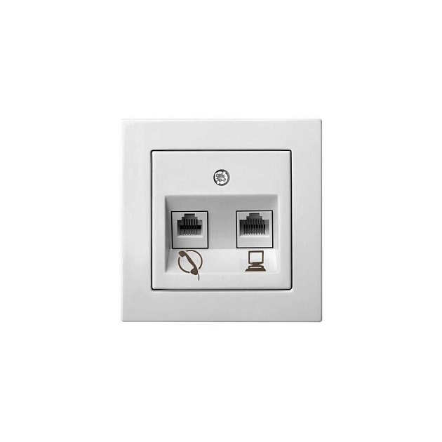 Розетка RJ45/RJ11 Liregus Epsilon белый 28-034 Фото № 1